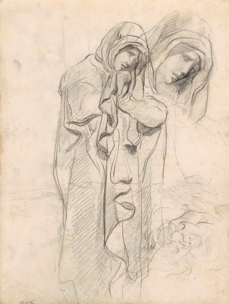 Grieving Woman and Lions Head 1877 1879