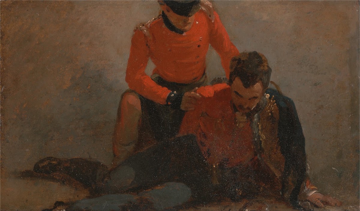 A Highlander Black Watch attending a General of Hussars possibly Lord Uxbridge