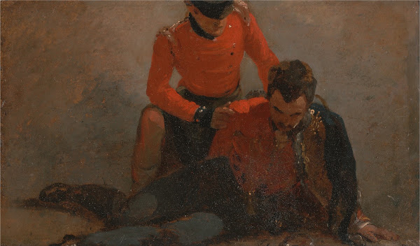 A Highlander Black Watch attending a General of Hussars possibly Lord Uxbridge