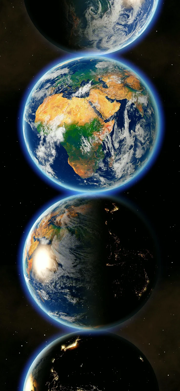 Earth Day And Night Stack - Digital Space Art 2K iPhone Wallpaper (1440x3120)