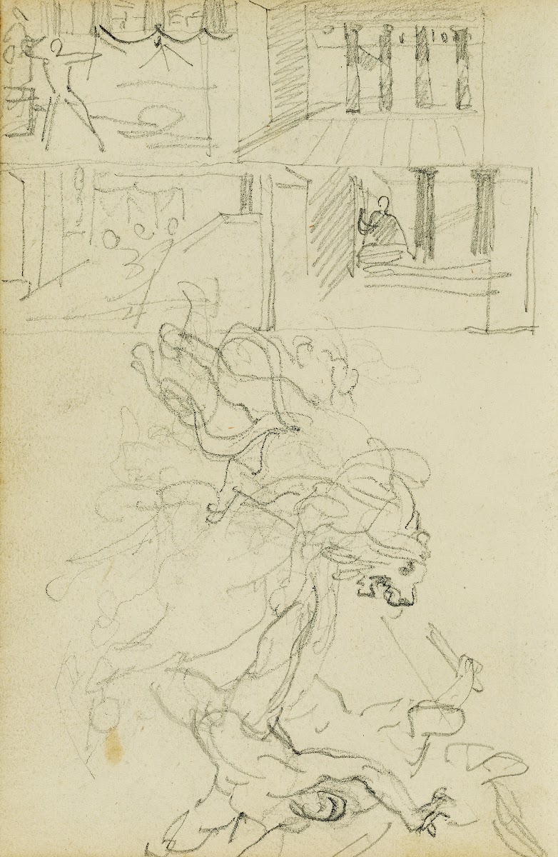 Two compositional studies of a lion hunt 1812   1814