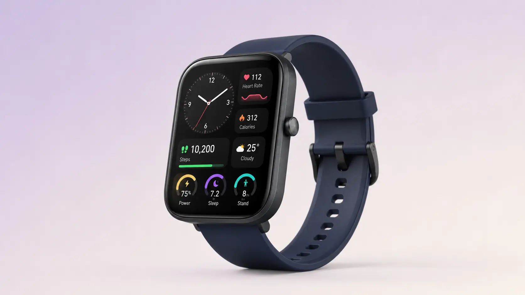 Amazfit Bip Max su sfondo lilla chiaro