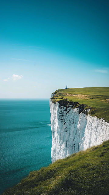Majestic White Cliffs Turquoise Ocean Landscape - Free mobile Wallpaper