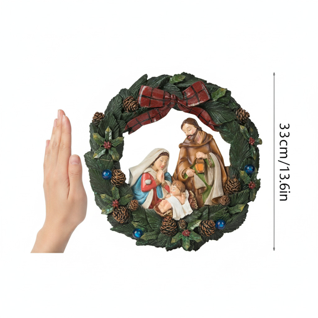 Christmas Wall Wreath with Lighting, Resin