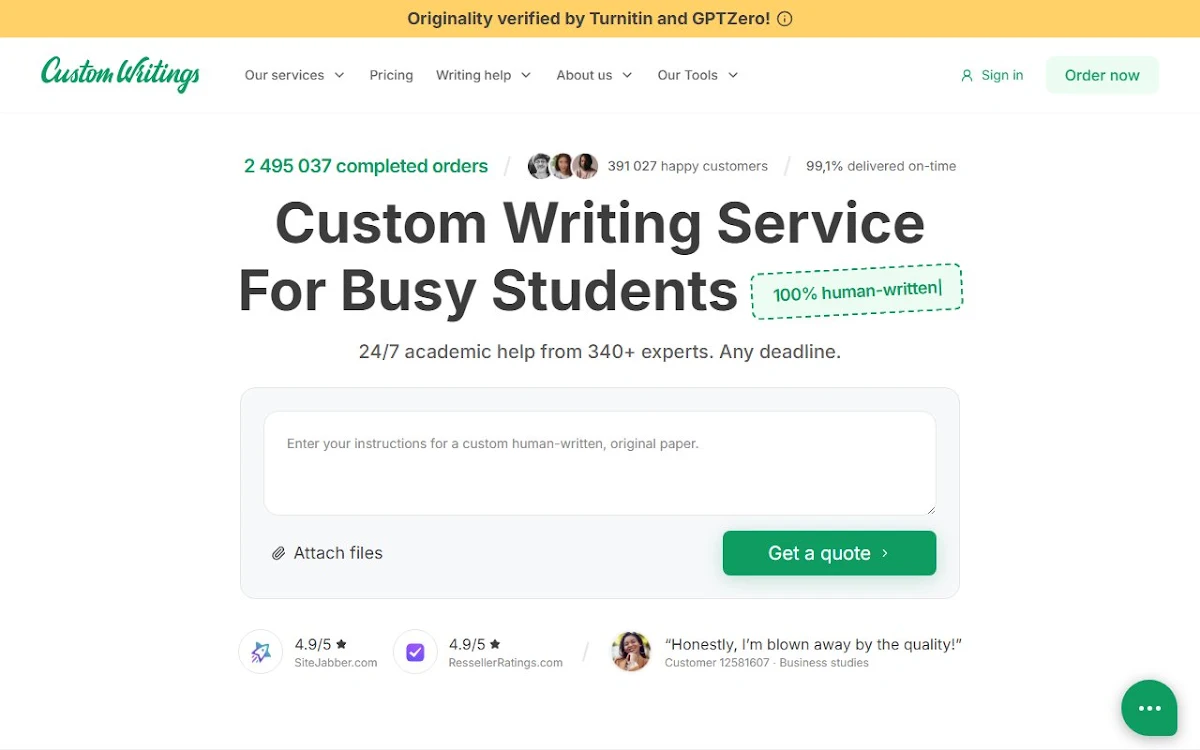 Captura de CustomWritings