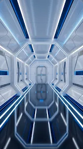 Futuristic Blue Light Tunnel Corridor
