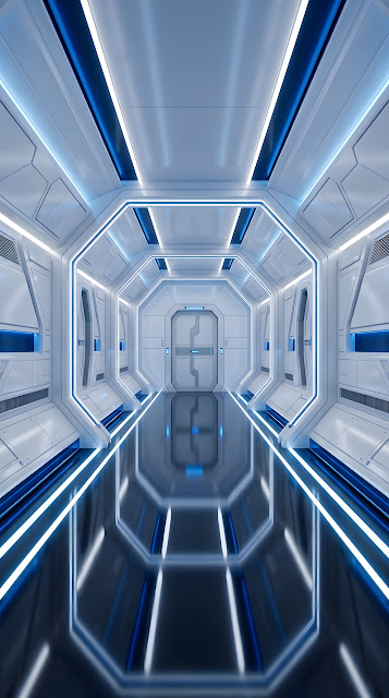 Futuristic Blue Light Tunnel Corridor - Free mobile Wallpaper