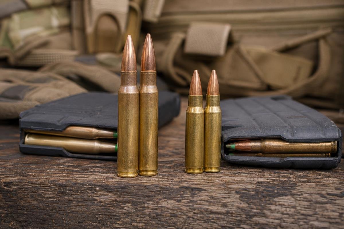 6.8 SPC vs 5.56 cartridge and magazine comparison