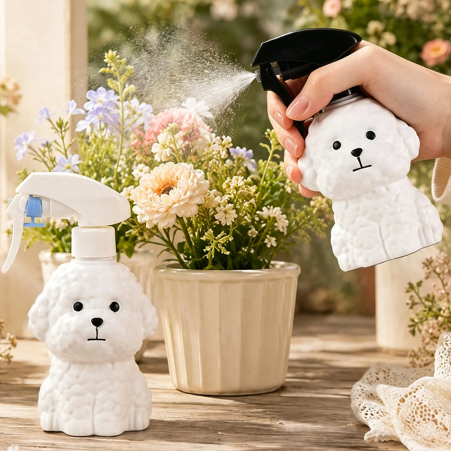 Pressure sprayer for plants, dog shape