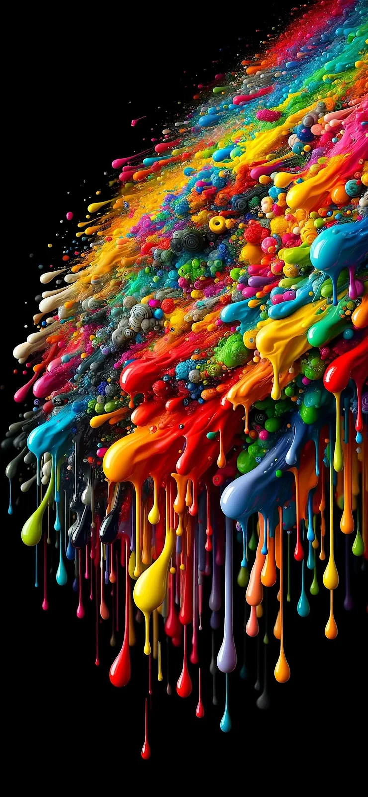 Colorful Abstract Paint Drips - Digital Abstract Art Full HD iPhone Wallpaper (1284x2778)