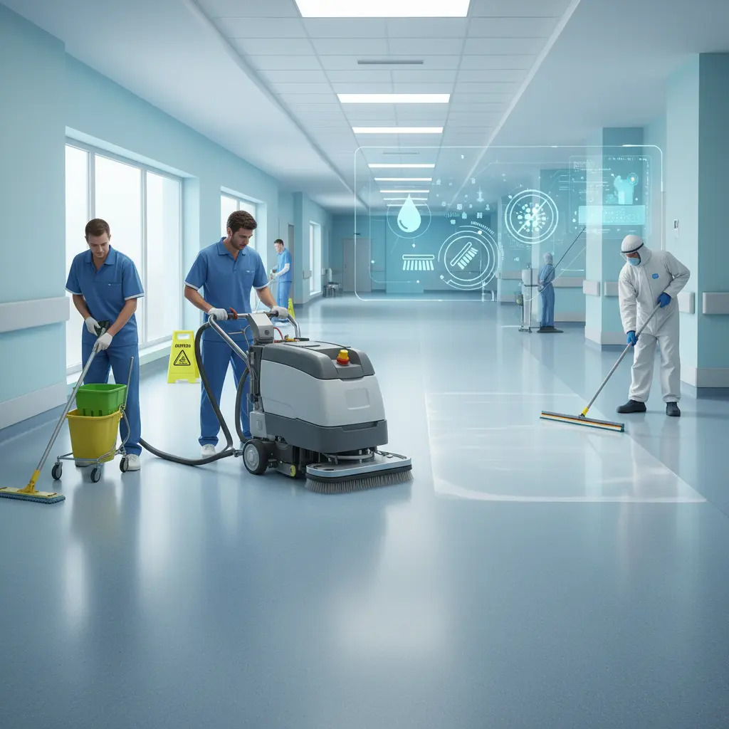 Maintenance and cleaning protocol for hospital vinyl flooring
