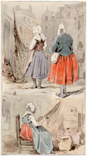 Mensen in klederdracht uit omgeving van Boulogne 1856
