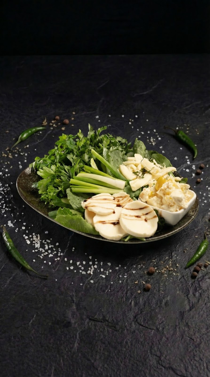 Fresh greens with cheese dish