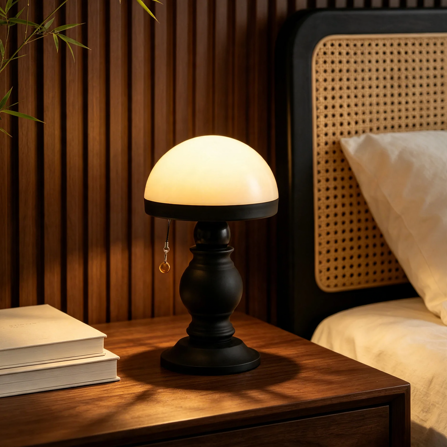 French Mushroom Table Lamp with Pull Switch