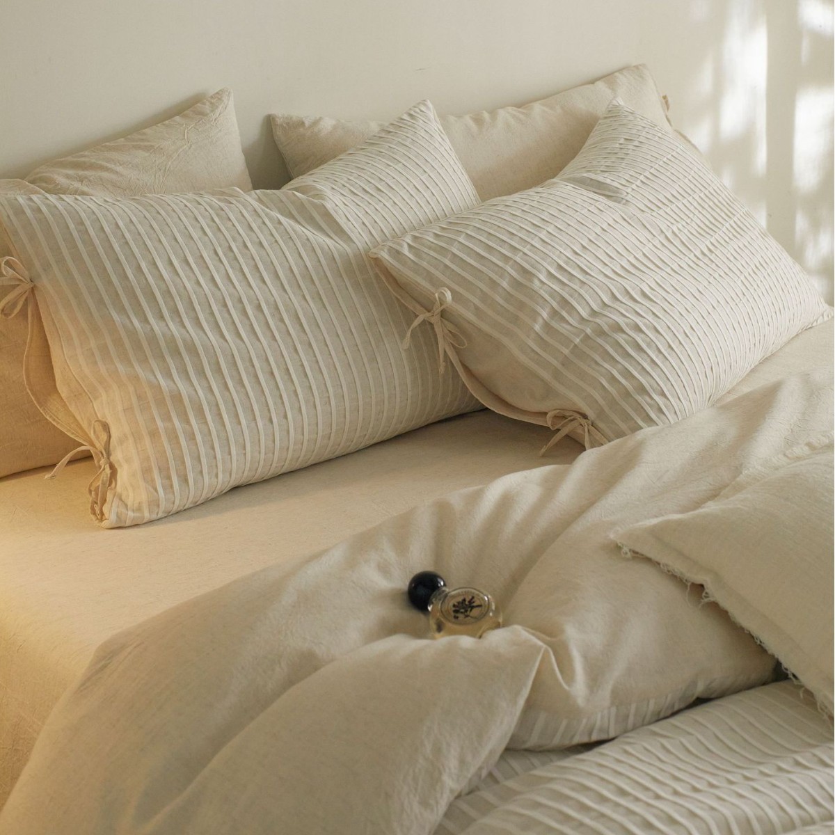 Bedding set, 4-piece, stripe jacquard