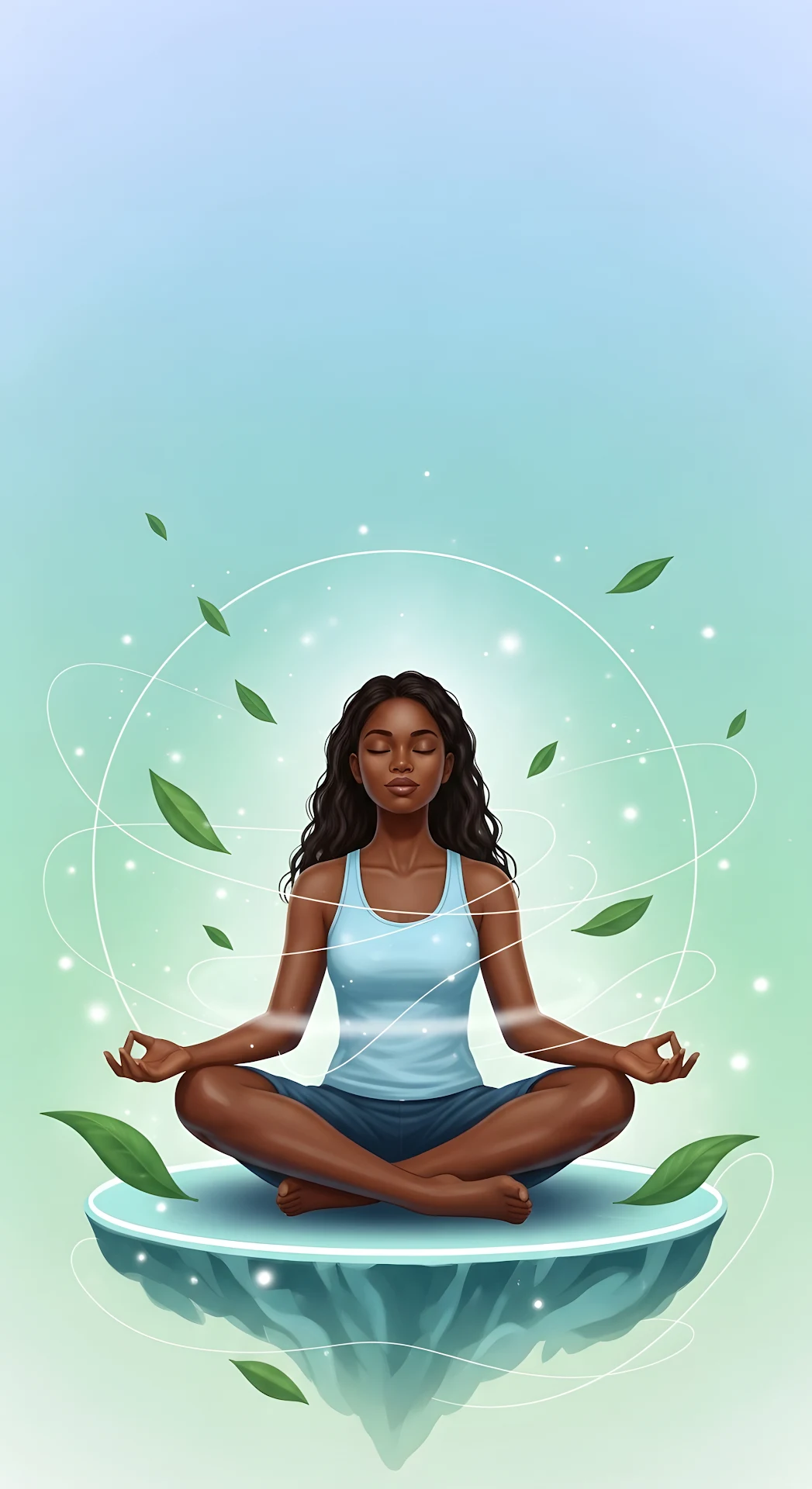 Woman Meditating Floating Lotus Position Wellness Art - Free 4K mobile Wallpaper