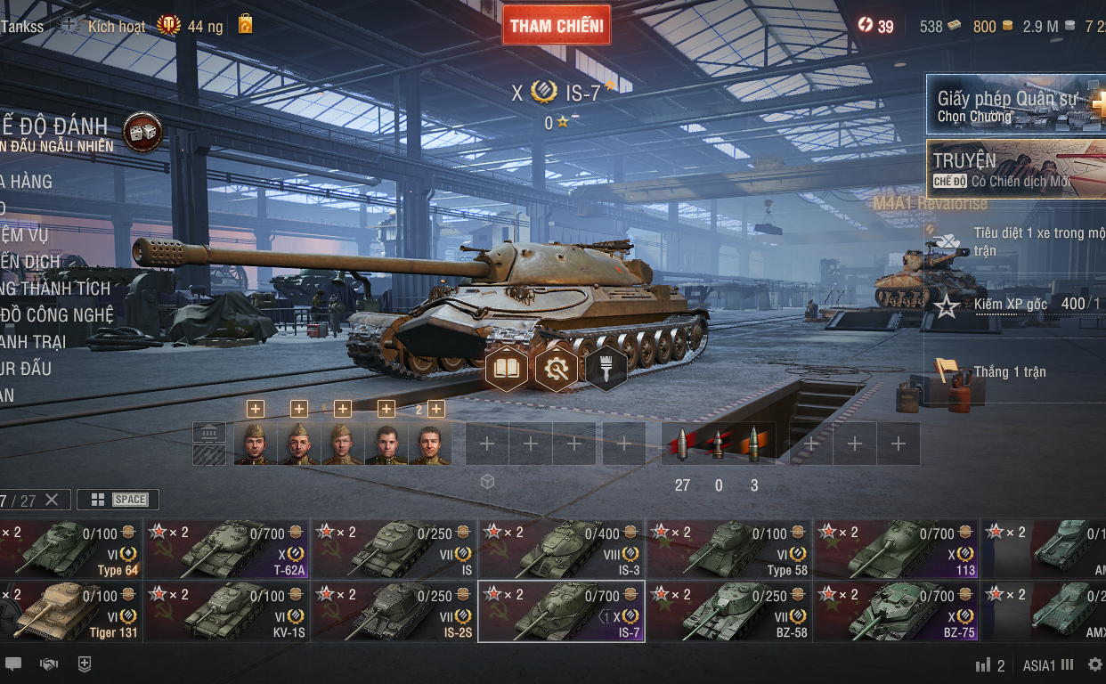 Acc World of Tanks PC gồm 6 tank X BZ-75, 113, IS-7, T-62A,...