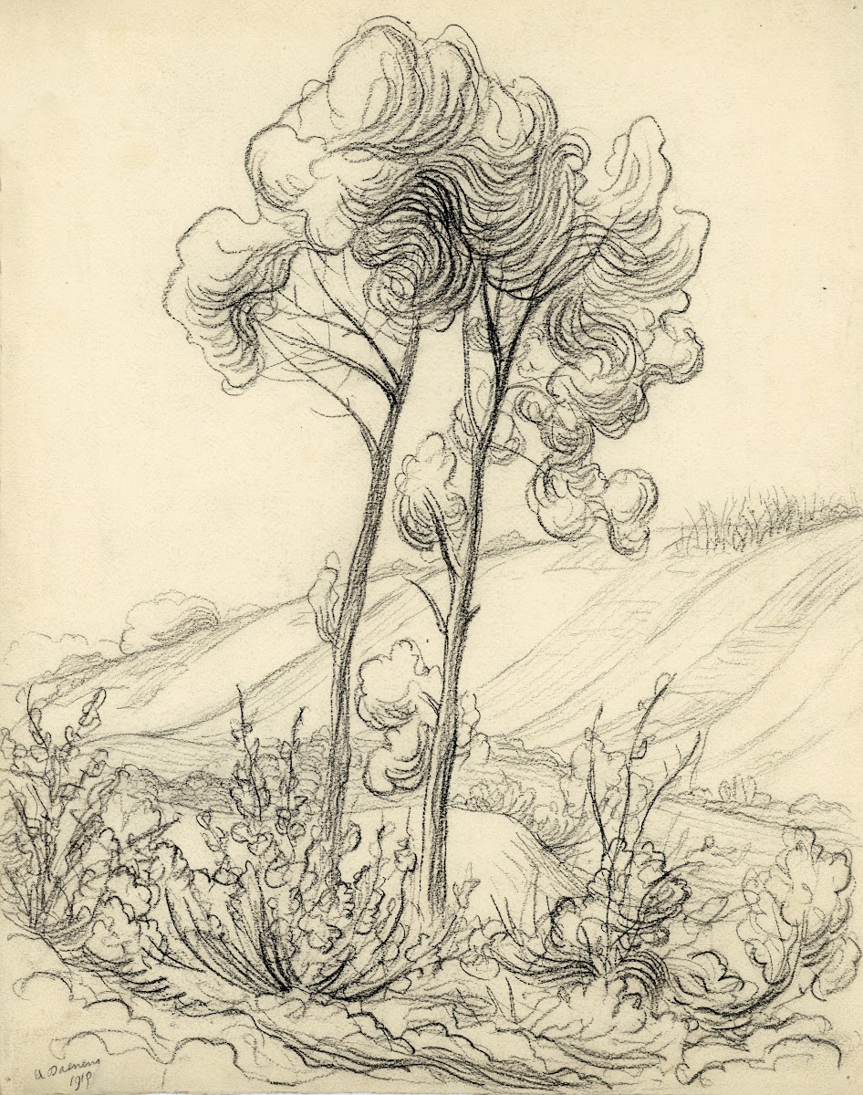 Landschappen in houtskool 1915