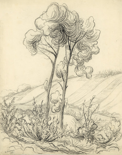 Landschappen in houtskool 1915