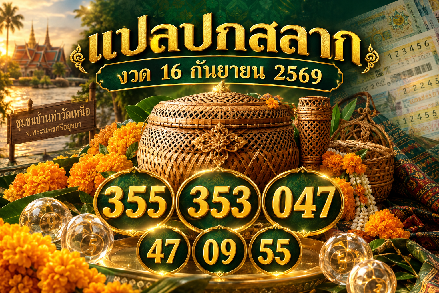 แปลปกสลาก งวด 16 กันยายน 2569 ส่องเลขเด่นชุมชนบ้านท่าวัดเหนือ 2 ตัว 3 ตัว