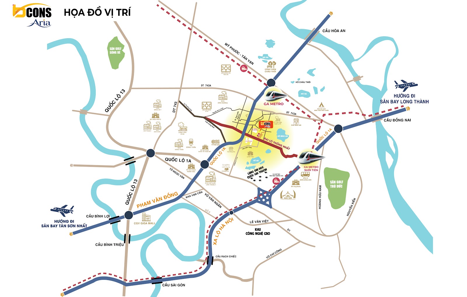 Họa đồ vị trí chi tiết Bcons Aria