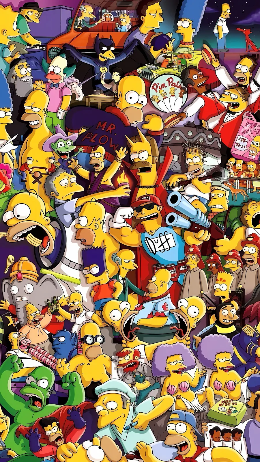 Many Versions Of Homer Simpson - Cartoon Illustration 2K iPhone Wallpaper (1565x2778)