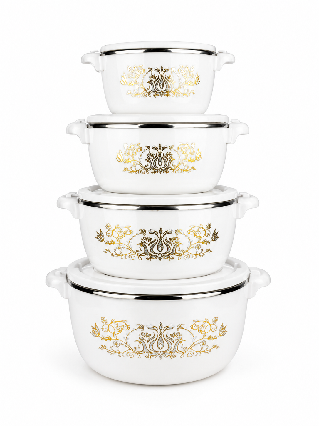 Recipiente Hermetico Multiusos Con Interior En Acero Inoxidble - Exterior Plastico X4Pcs 1000/2000/4000/6000 Ml — imagen 1