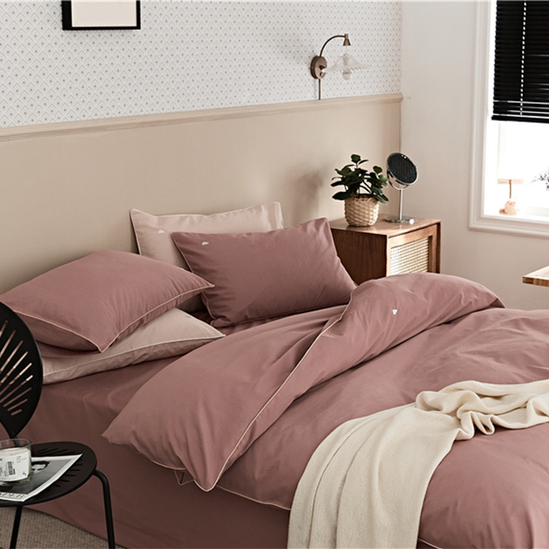 Cotton bedding set, long-staple cotton, embroidered, brushed