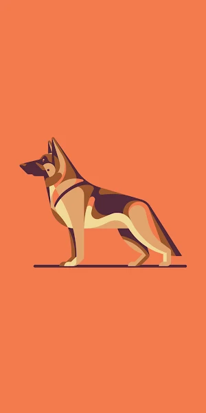 German Shepherd Illustration 4K iPhone Wallpaper Background