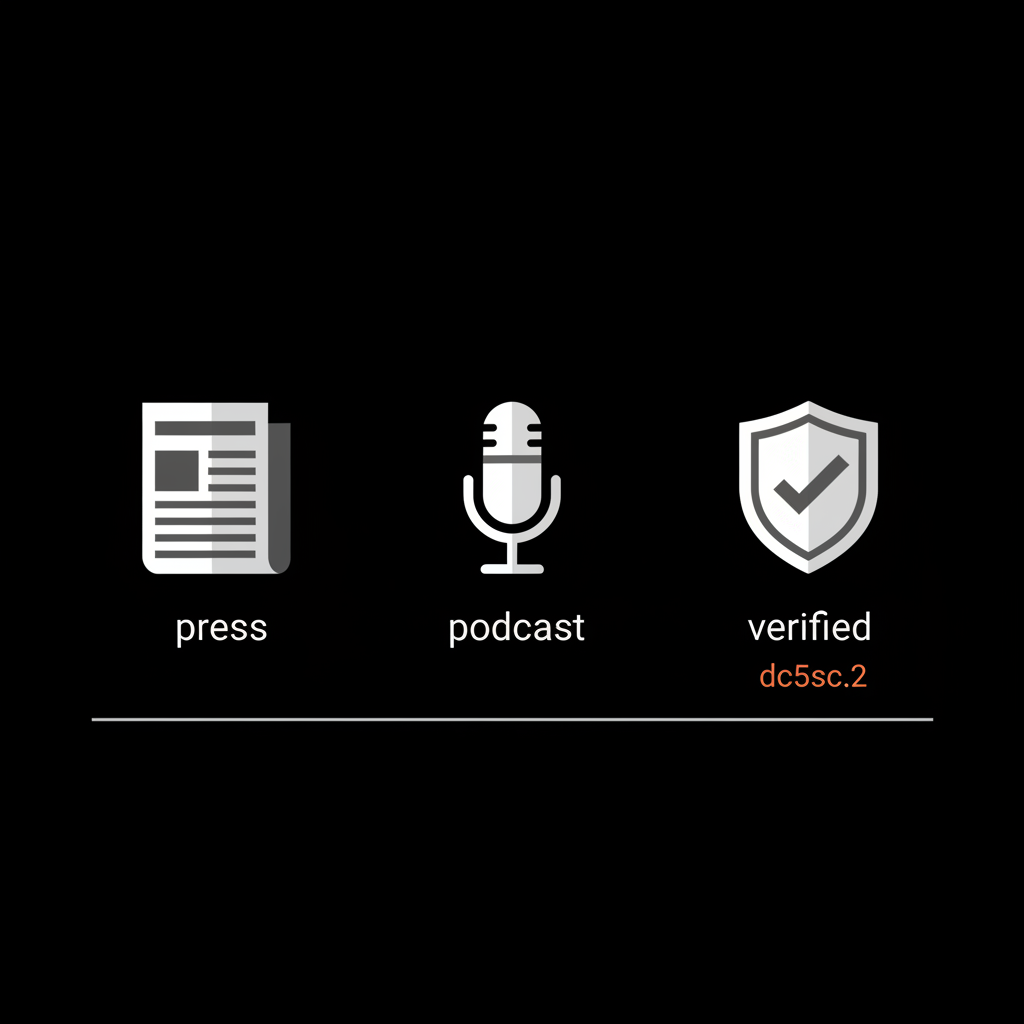 Minimal infographic on black background with press, podcast, and verified icons — how to get verified on Instagram with 1000 followers
