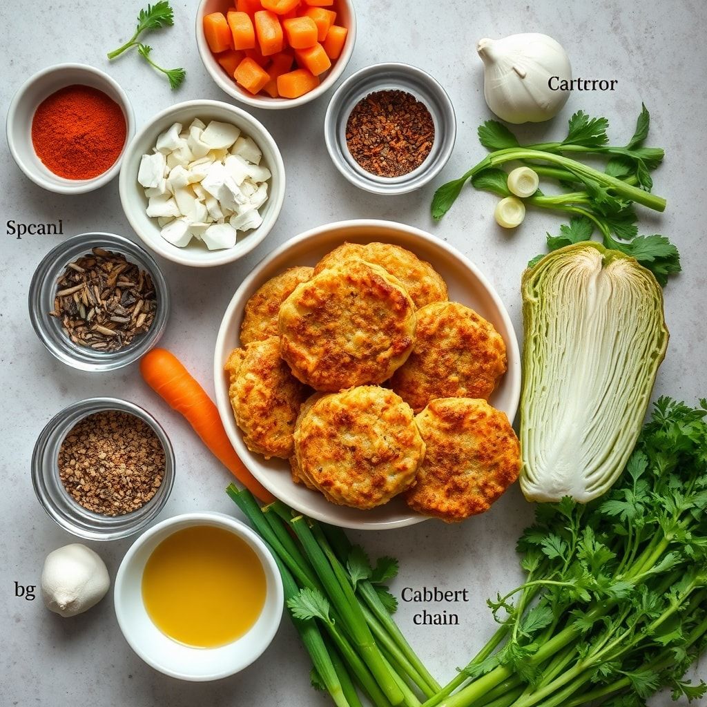 Ingredients for Crispy Cabbage Fritters with Carrots and Scallions – Easy Weeknight Favorite