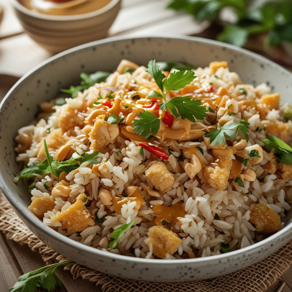 Crispy Rice Salad with Peanut-Chili Dressing Vegan Delight - Easy Flavor-Packed Vegan Meal