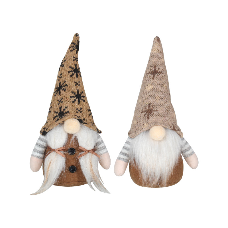 Christmas gnome with knitted hat, fabric hanging figure