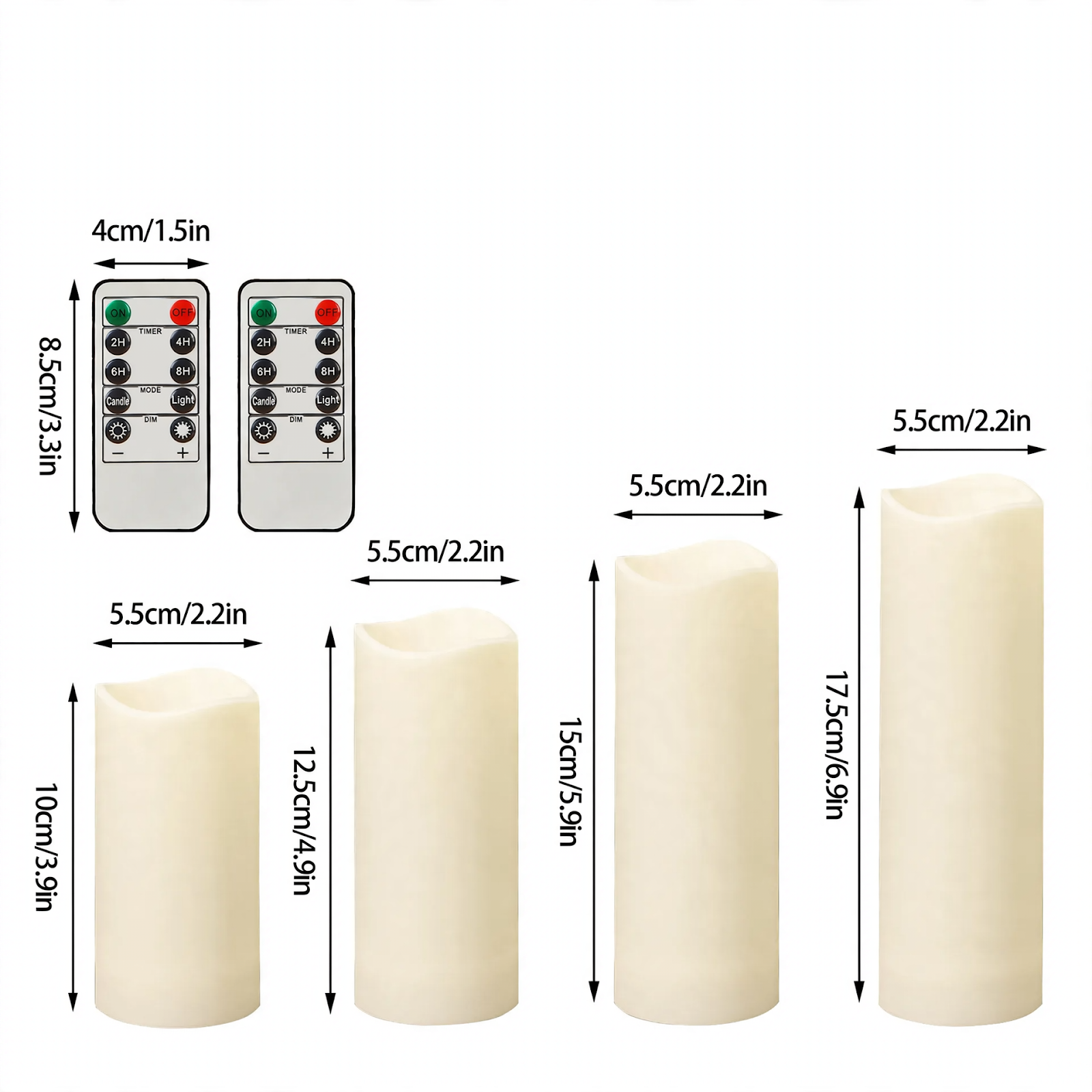LED Outdoor Candle Set, waterproof, with remote control