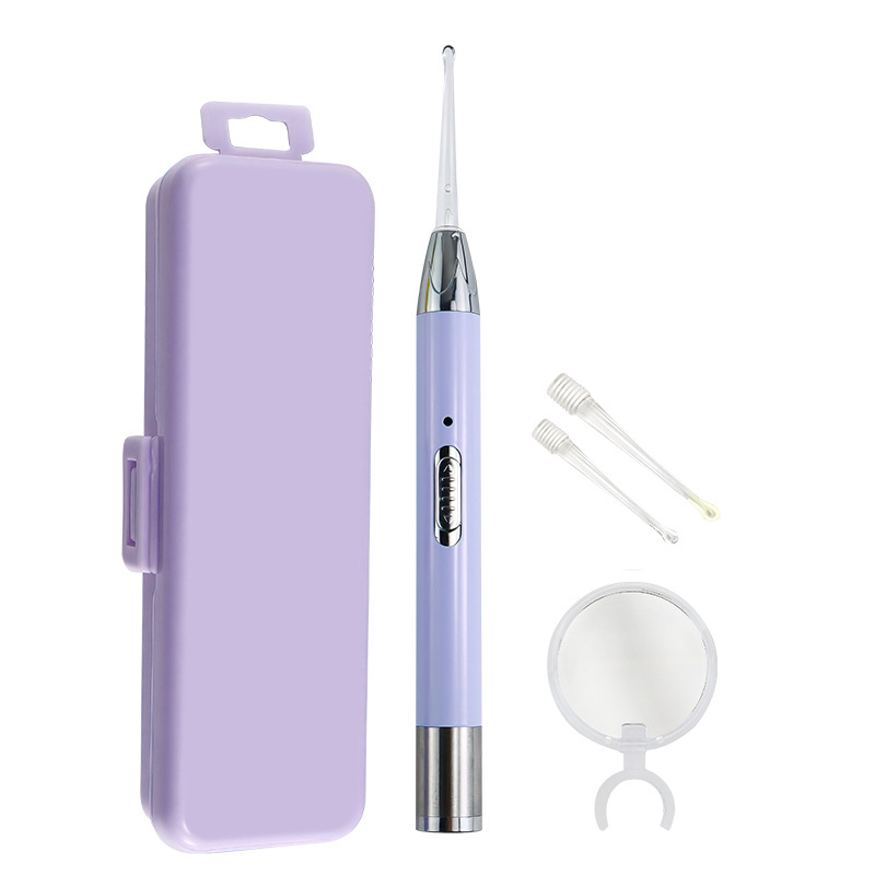 Illuminated ear cleaning set with tweezers