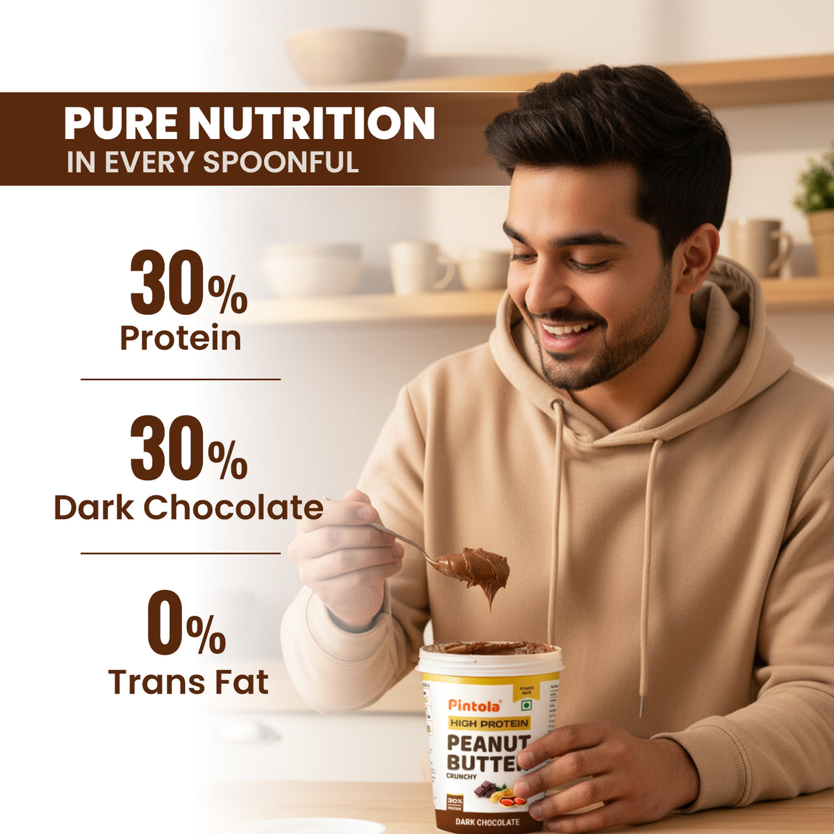 Pintola High Protein Dark Chocolate Peanut Butter — Creamy, 510gm