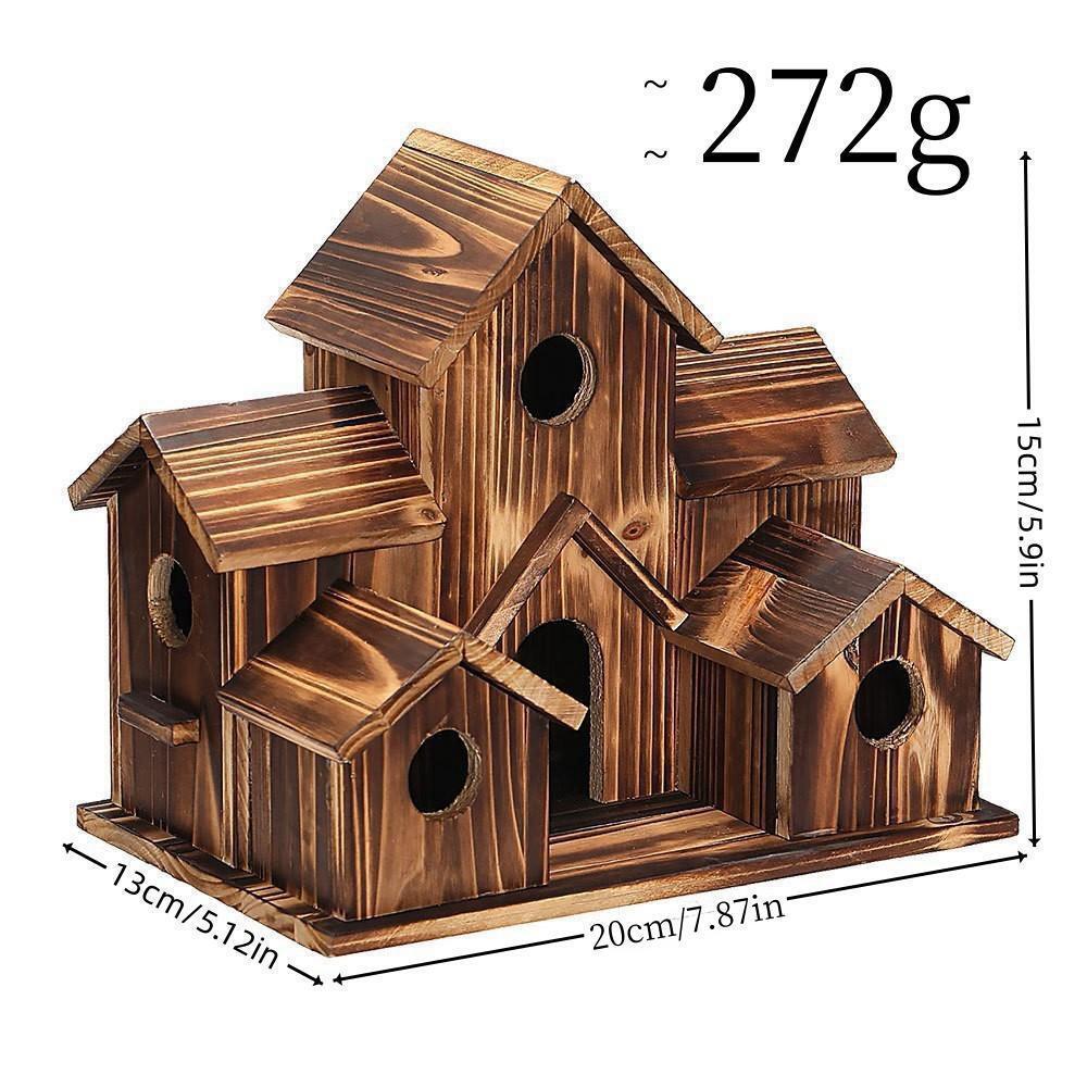 Rustic hanging wooden birdhouse