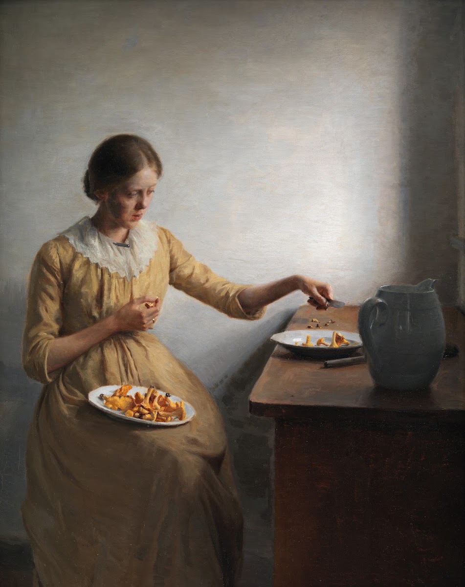 A Young Girl Preparing Chantarelles 1892