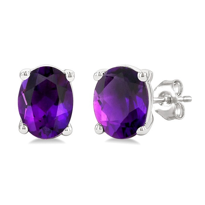 Oval Shape Gemstone Stud Earrings