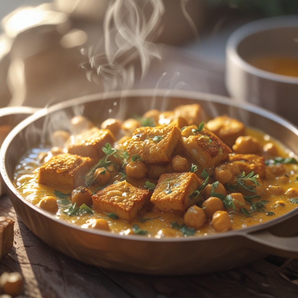 Crispy Turmeric Tofu & Chickpea Power Skillet