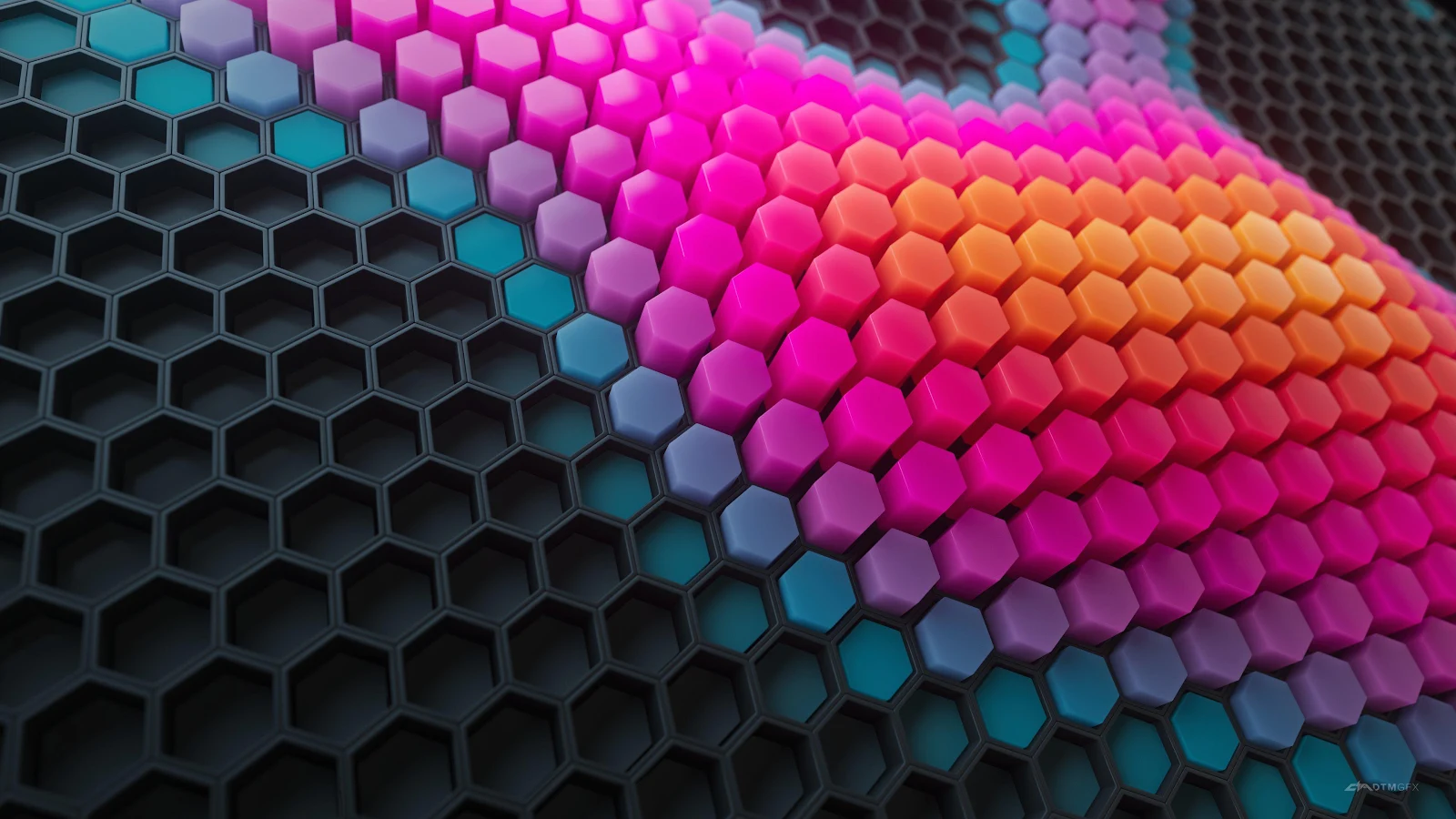 Colorful 3D Hexagon Wave Pattern - 3D Digital Art 4K Wallpaper (3840x2160)