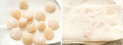 Sò điệp rửa sạch, dùng khăn giấy thấm khô cả 2 mặt, ướp sì điệp với ít tiêu và muối. Sau đó bạn bắc chảo lên bếp, đun nóng bơ, đến khi bơ tan và nóng già. Cho sò điệp vào chiên.