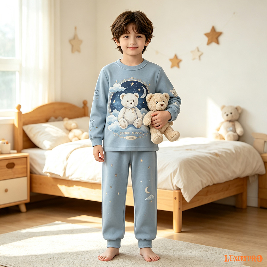 AOP KHU Kids Long Sleeve Sweatpants Pajama Set