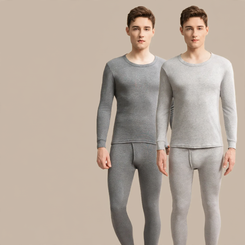 Men's Thermal Underwear Set, Cotton, Crew Neck