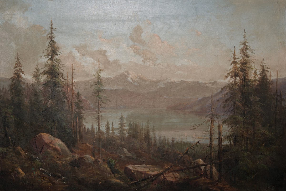 A Mountain Landscape with a Fallen Tree in the Foreground