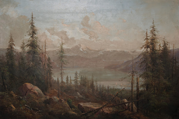 A Mountain Landscape with a Fallen Tree in the Foreground
