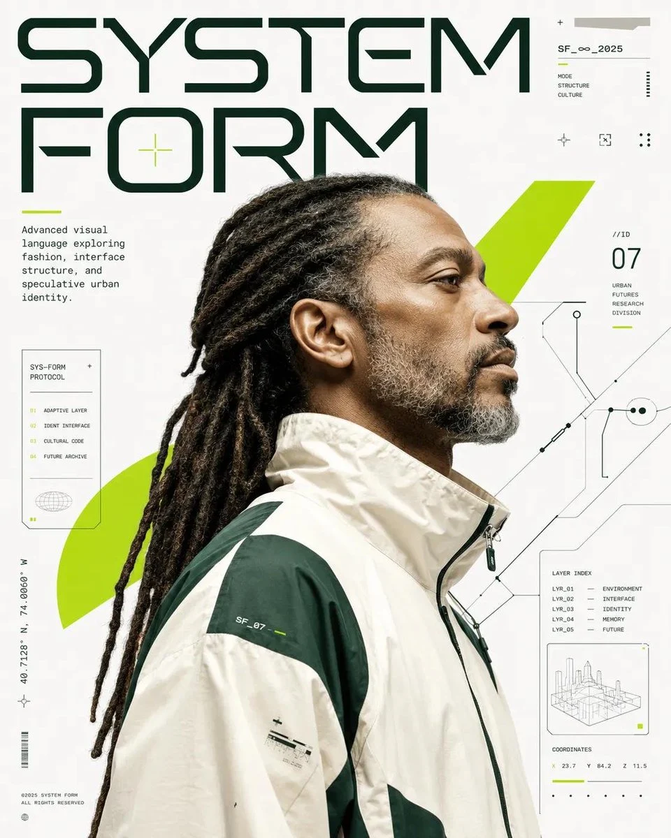 Diseño de póster editorial conceptual futurista