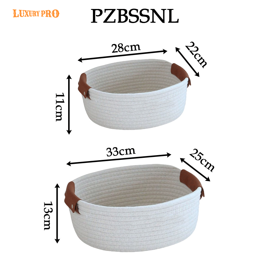 Leather Handle Storage Basket