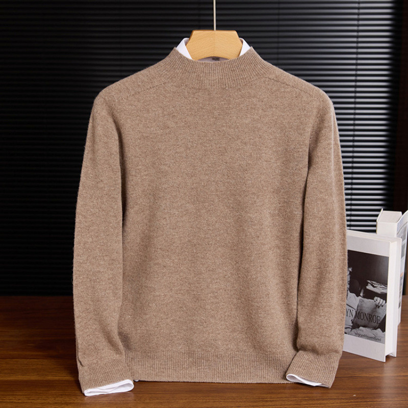 Men's Knit Wool Sweater, Stand-Up Collar