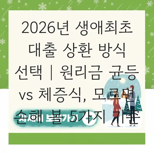 생애최초 대출 상환 방식 원리금 균등 vs 체증식 상환 유리한 선택 기준 대표 이미지